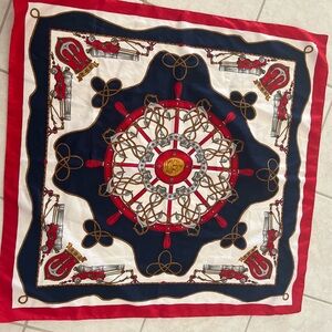 Navy, Red & Cream Nautical Print Scarf